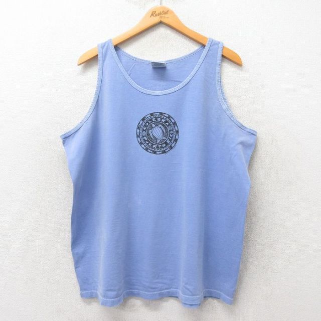 XL★古着 ビンテージ タンクトップ メンズ 00年代 00s カメ コットン 薄紺 ネイビー 25jun07 中古