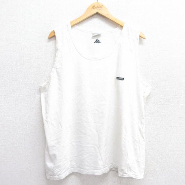 XL★古着 アディダス adidas ビンテージ タンクトップ メンズ 00年代 00s ワンポイントロゴ 大きいサイズ コットン クルーネック 白 ホワイト 25jun07 中古