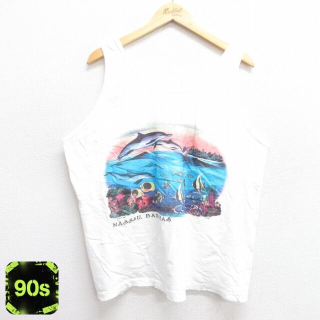 【50%OFF】90s タンクトップ イルカ ホワイト XL | 古着