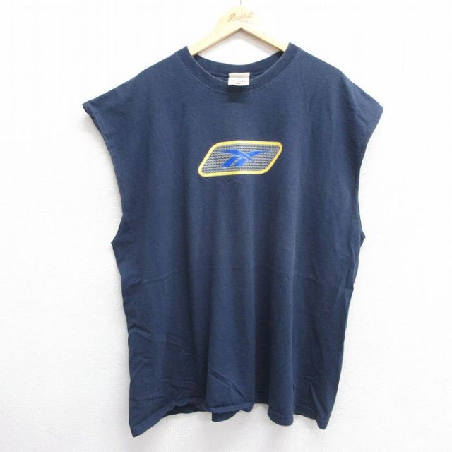 リーボック 00s ノースリーブTシャツ ビッグロゴ ネイビー XL | 古着