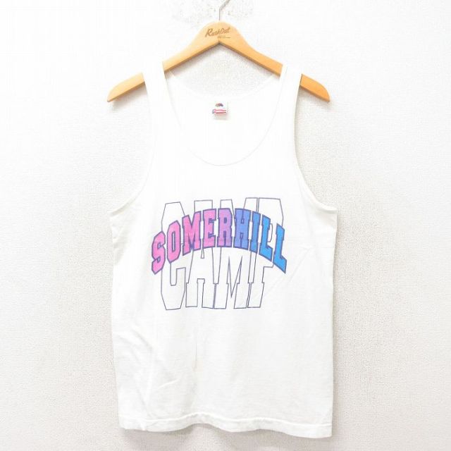 M★古着 フルーツオブザルーム ビンテージ タンクトップ メンズ 90年代 90s SOMERHILL コットン USA製 白 ホワイト 25jun07 中古
