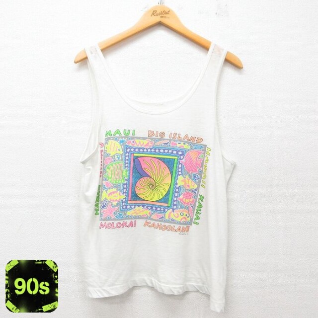 【50%OFF】90s タンクトップ ハワイ ホワイト L | 古着