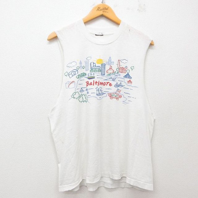 ノースリーブTシャツ Baltimore ホワイト L | 古着