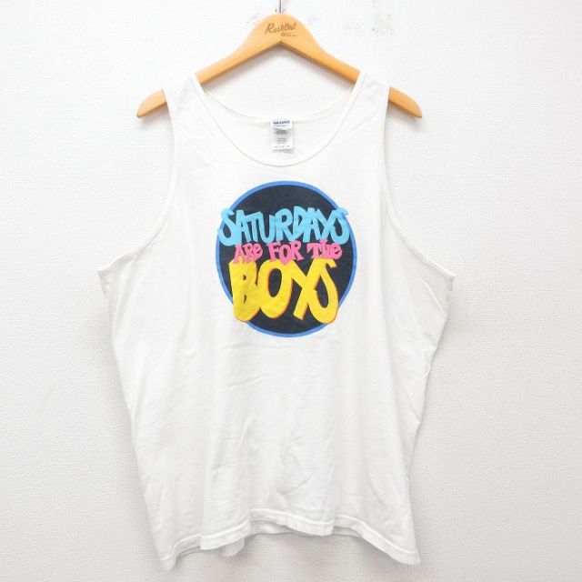 XL★古着 ビンテージ タンクトップ メンズ 00年代 00s SUTURDAYS BOYS 大きいサイズ コットン クルーネック 白 ホワイト 25jun07 中古