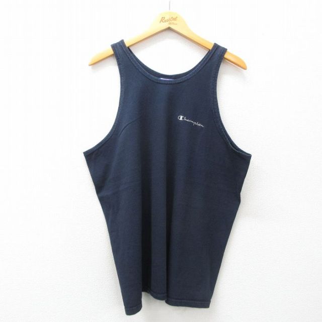 【50%OFF】チャンピオン 00s タンクトップ ワンポイントロゴ ネイビー XL | 古着