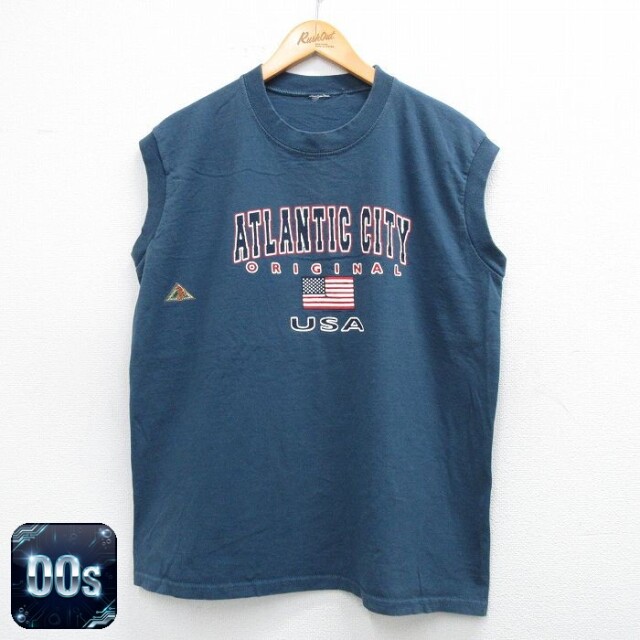 【50%OFF】00s ノースリーブTシャツ ATLANTIC CITY ネイビー L | 古着