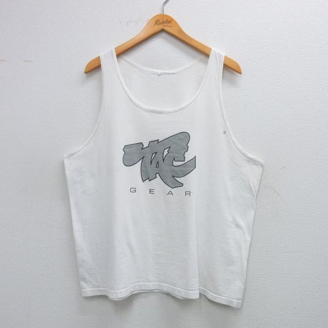 XL★古着 タンクトップ メンズ TAC GEAR クルーネック 白 ホワイト 25jun09 中古