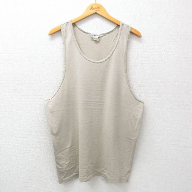 【20%OFF】XL★古着 ベーシックエディションズ ビンテージ タンクトップ メンズ 90年代 90s 無地 クルーネック ベージュ カーキ 25jun21 中古