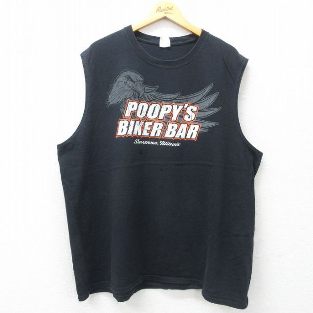 POOPYS 00s ノースリーブTシャツ BIKER BAR ブラック XL | 古着