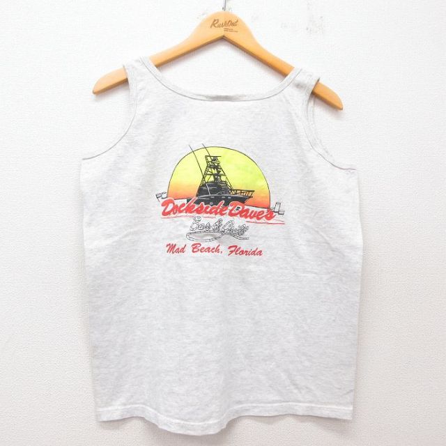 90s タンクトップ 船 グレー L | 古着
