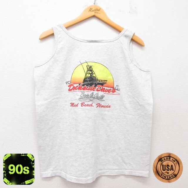 【50%OFF】90s タンクトップ 船 グレー L | 古着