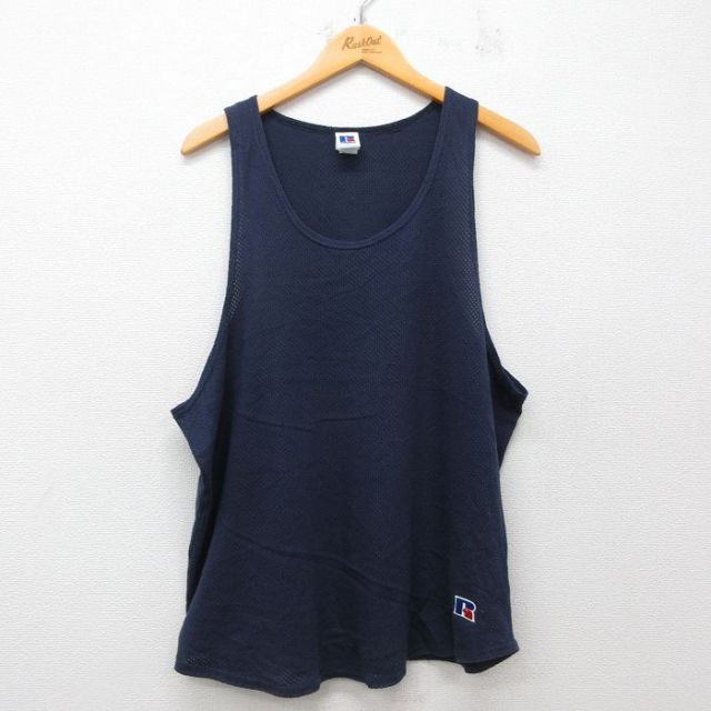 ラッセル 80s タンクトップ メッシュ地 ネイビー XL | 古着