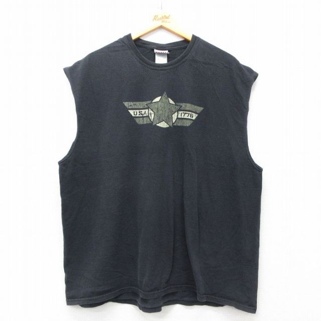 ノースリーブTシャツ ミリタリー ブラック XL | 古着