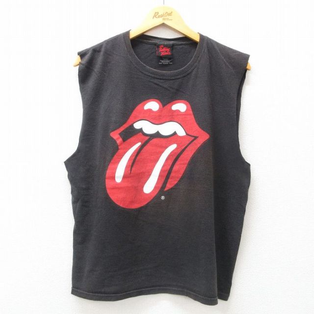 L★古着 ノースリーブ ビンテージ ロック バンド Tシャツ メンズ 00年代 00s ローリングストーンズ The Rolling Stones コットン クルーネック 黒 ブラック 【spe】 25jun26 中古