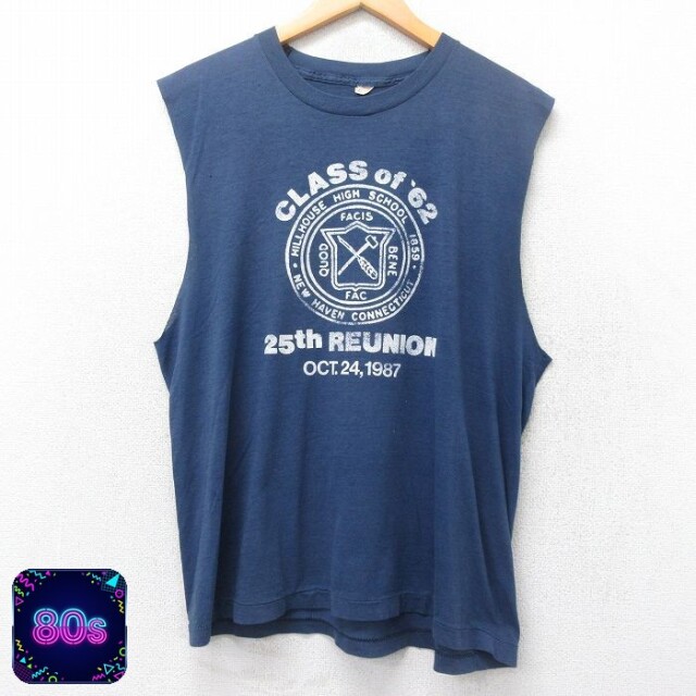 【50%OFF】スクリーンスターズ 80s ノースリーブTシャツ REUNION ネイビー霜降り L | 古着
