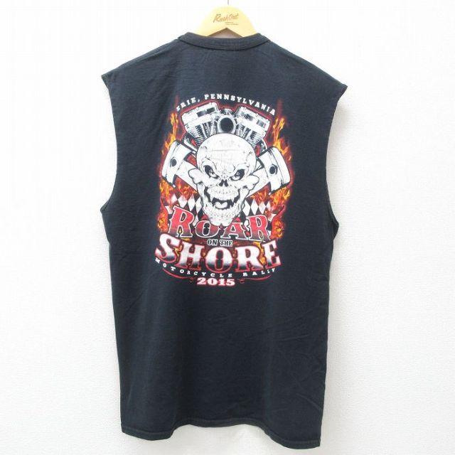 ノースリーブTシャツ スカル ブラック XL | 古着