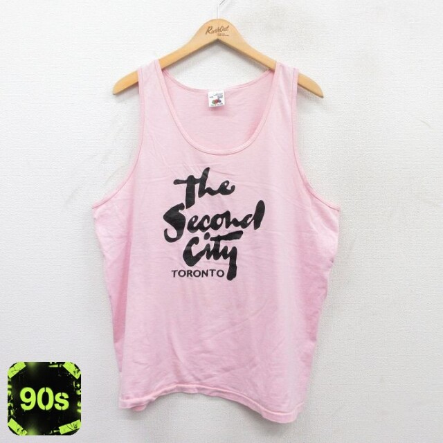 【50%OFF】フルーツオブザルーム 90s タンクトップ The Second City ピンク XL | 古着