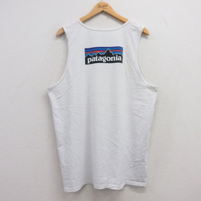 XL★古着 パタゴニア patagonia タンクトップ メンズ ビッグロゴ クルーネック 白系 ホワイト 25jun28 中古