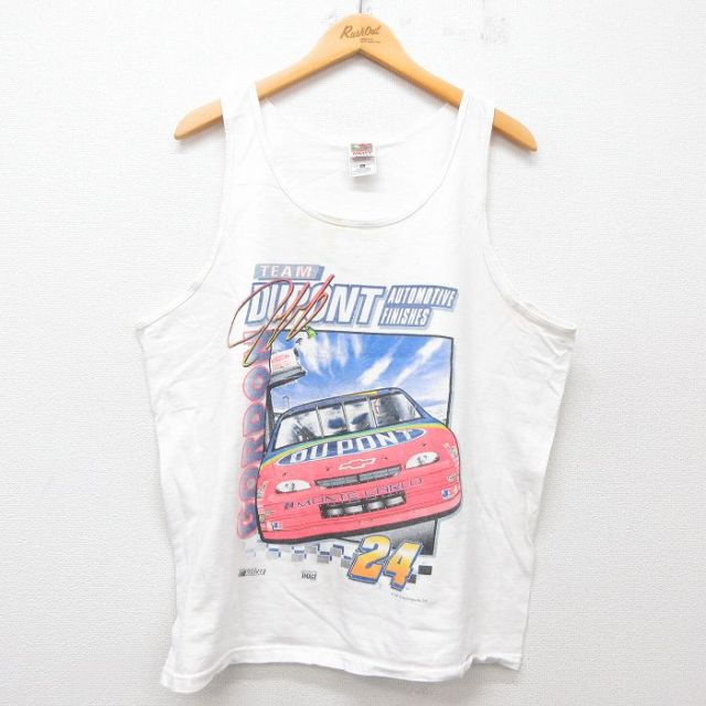 フルーツオブザルーム 90s タンクトップ レーシングカー ホワイト XL | 古着