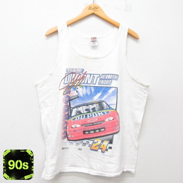 【50%OFF】フルーツオブザルーム 90s タンクトップ レーシングカー ホワイト XL | 古着