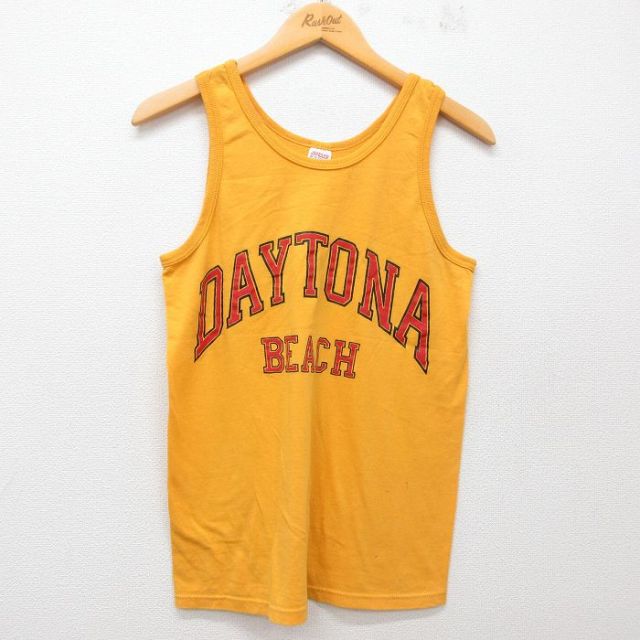 S★古着 ジャージーズ ビンテージ タンクトップ メンズ 80年代 80s DAYTONA BEACH クルーネック USA製 黄 イエロー 25jun30 中古