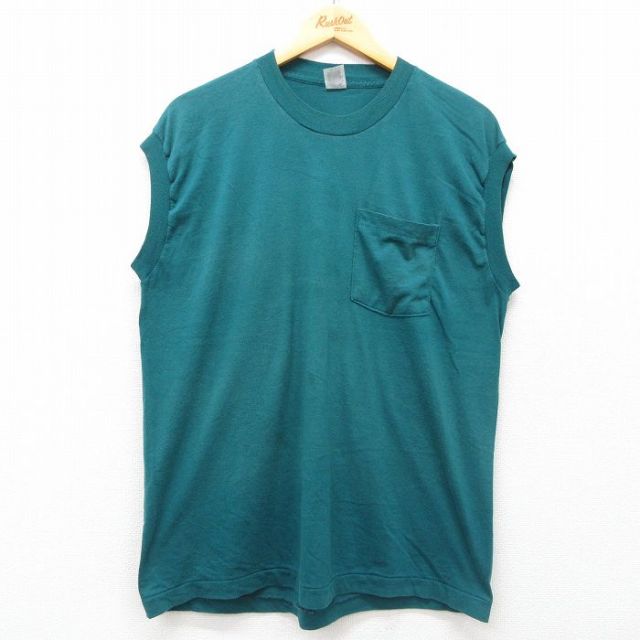 フルーツオブザルーム 90s ノースリーブTシャツ 胸ポケット グリーン L | 古着