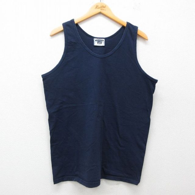【20%OFF】L★古着 リー Lee ビンテージ タンクトップ メンズ 90年代 90s 無地 コットン クルーネック USA製 紺 ネイビー 25jun30 中古