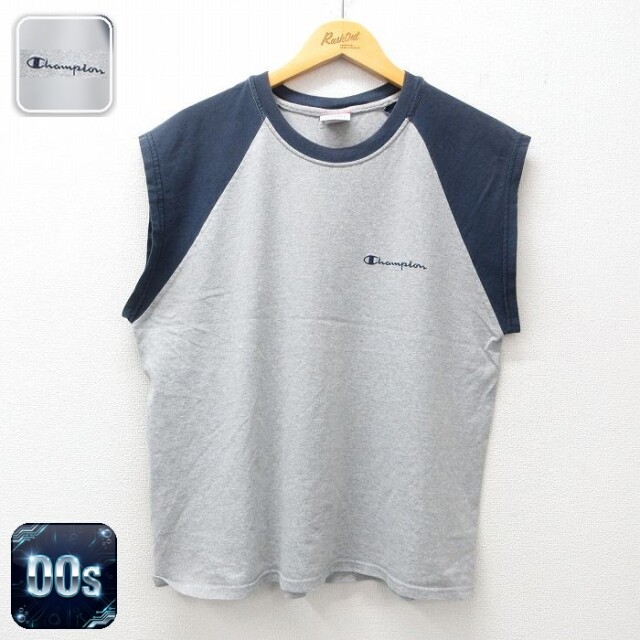 【50%OFF】チャンピオン 00s ノースリーブTシャツ ワンポイント グレー XL | 古着