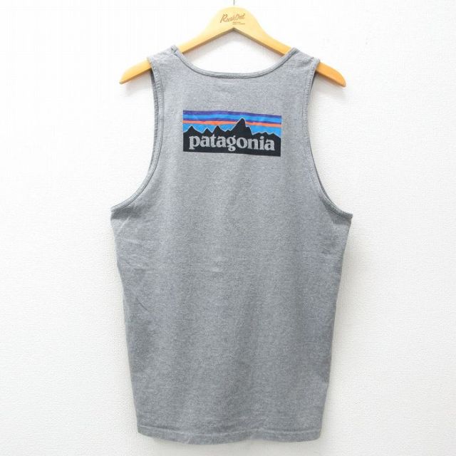 L★古着 パタゴニア patagonia タンクトップ メンズ ビッグロゴ クルーネック グレー 霜降り 25jul03 中古