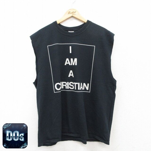 【50%OFF】00s ノースリーブTシャツ CHRISTIAN ブラック XL | 古着