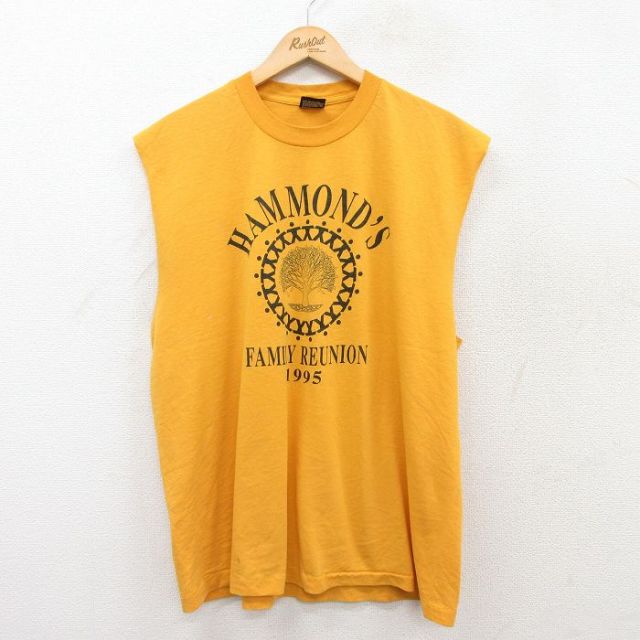 フルーツオブザルーム 90s ノースリーブTシャツ HAMMONDS イエロー XL | 古着