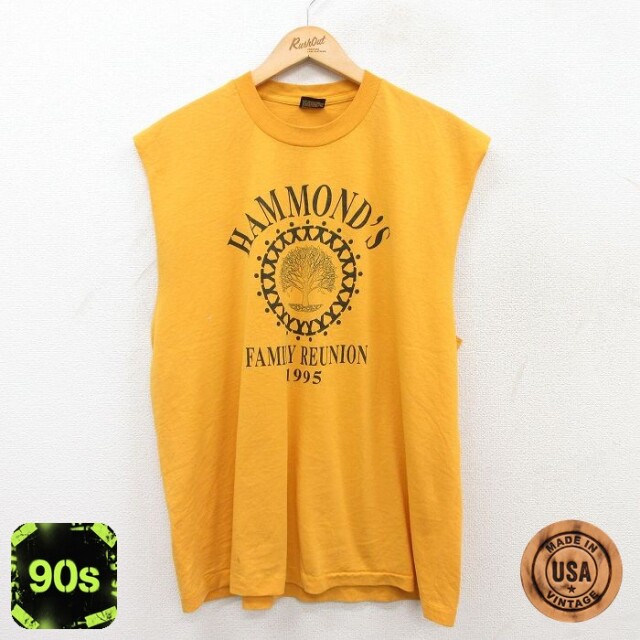 【50%OFF】フルーツオブザルーム 90s ノースリーブTシャツ HAMMONDS イエロー XL | 古着