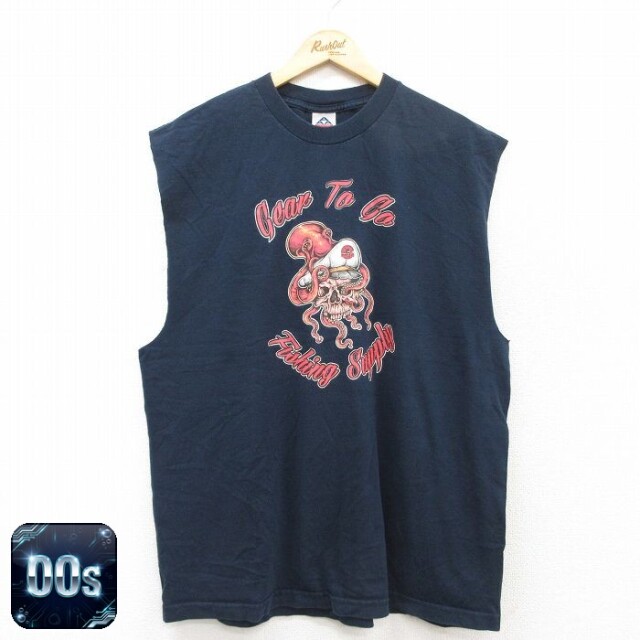 【50%OFF】ノースリーブTシャツ スカル ネイビー XL | 古着