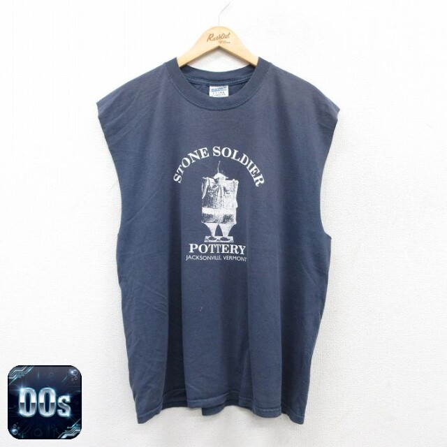 【50%OFF】00s ノースリーブTシャツ STONE SOLDIER ネイビー XL | 古着