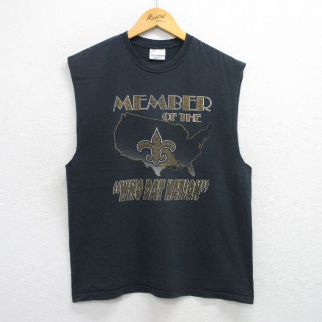 ヘインズ 00s ノースリーブTシャツ NFL ニューオーリンズセインツ ブラック L | 古着