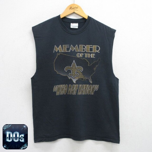 【50%OFF】ヘインズ 00s ノースリーブTシャツ NFL ニューオーリンズセインツ ブラック L | 古着