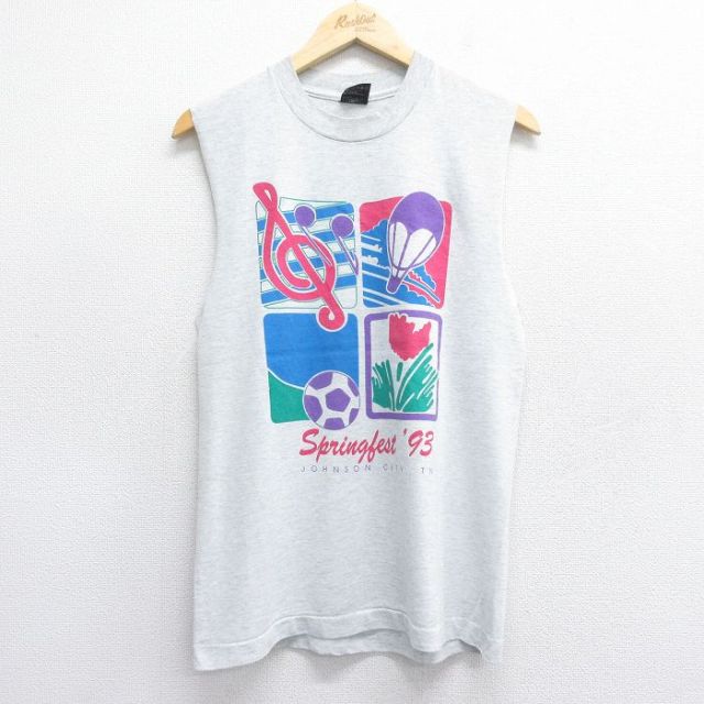 フルーツオブザルーム 90s ノースリーブTシャツ 音符 グレー M | 古着