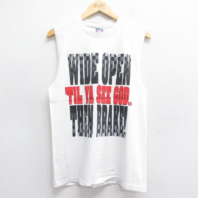 ノースリーブTシャツ WIDE OPEN ホワイト M | 古着