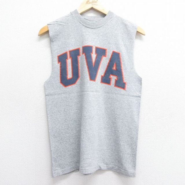 S★古着 ノースリーブ ビンテージ Tシャツ メンズ 90年代 90s UVA クルーネック USA製 グレー 霜降り 25jul07 中古