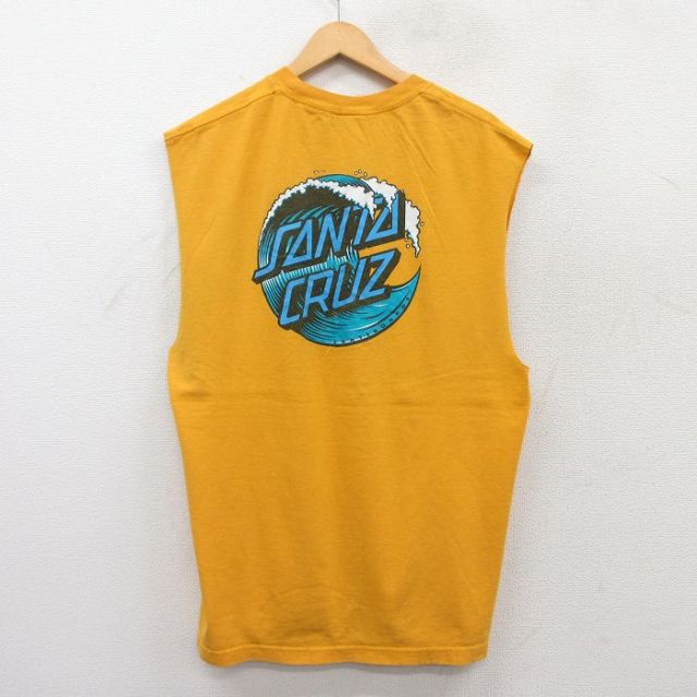 XL★古着 サンタクルーズ ノースリーブ Tシャツ メンズ コットン クルーネック 黄 イエロー 25jul08 中古