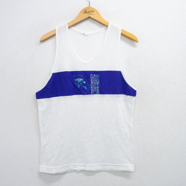 M★古着 ビンテージ タンクトップ メンズ 90年代 90s チェロキー ランニング ツートンカラー 白 ホワイト 25jul09 中古
