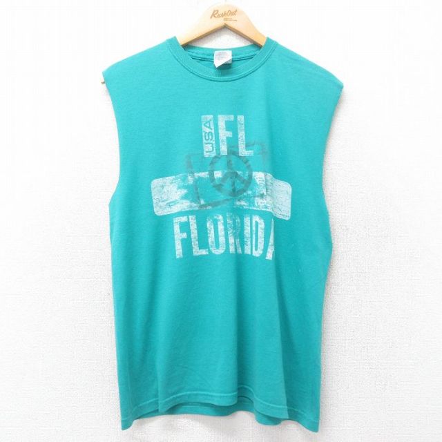 ノースリーブTシャツ フロリダ ピースマーク グリーン L | 古着