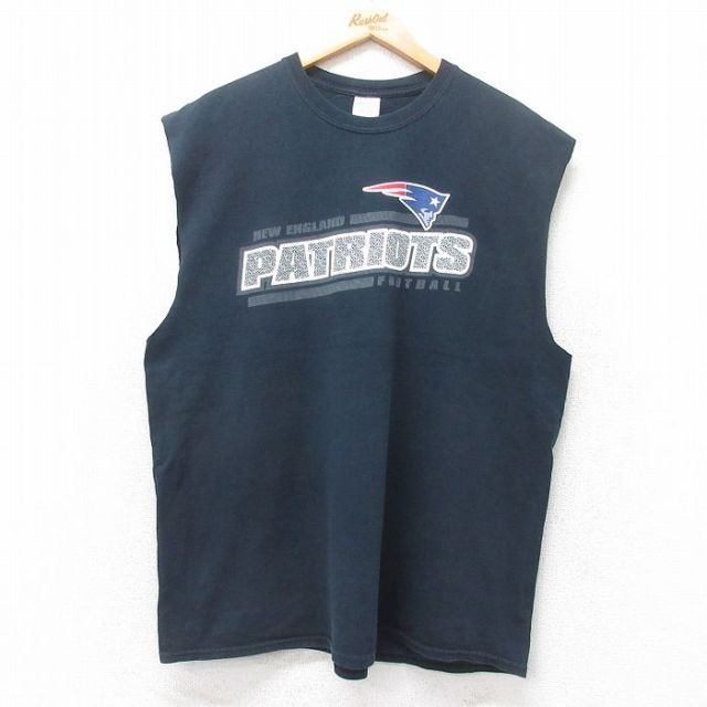 00s ノースリーブTシャツ NFL ニューイングランドペイトリオッツ ブラック XL | 古着