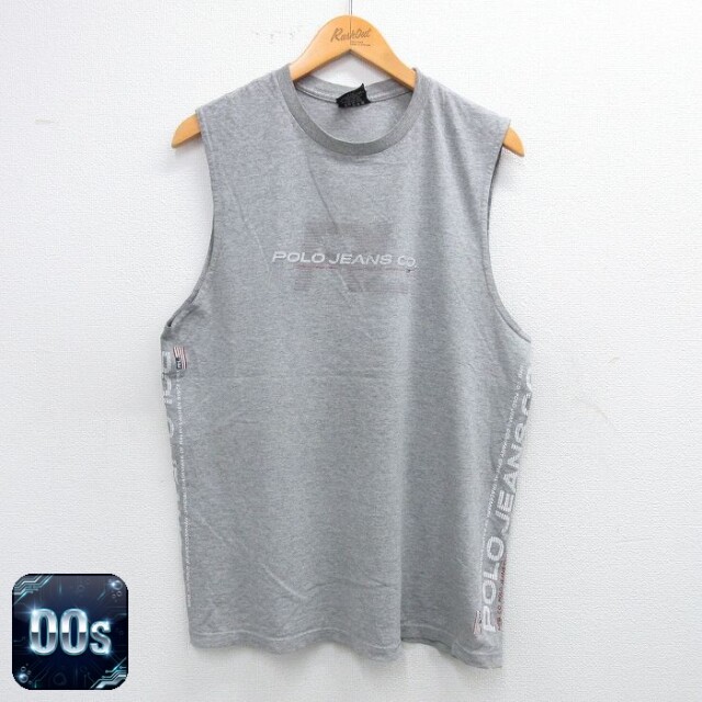 【50%OFF】ラルフローレン 00s ノースリーブTシャツ ビッグロゴ グレー L | 古着