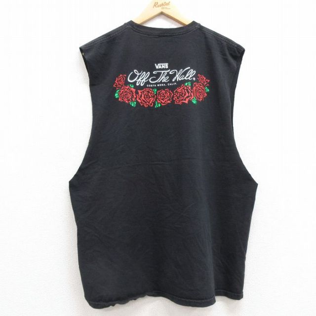 XL★古着 バンズ VANS ノースリーブ Tシャツ メンズ ビッグロゴ 大きいサイズ クルーネック 黒 ブラック 25jul12 中古