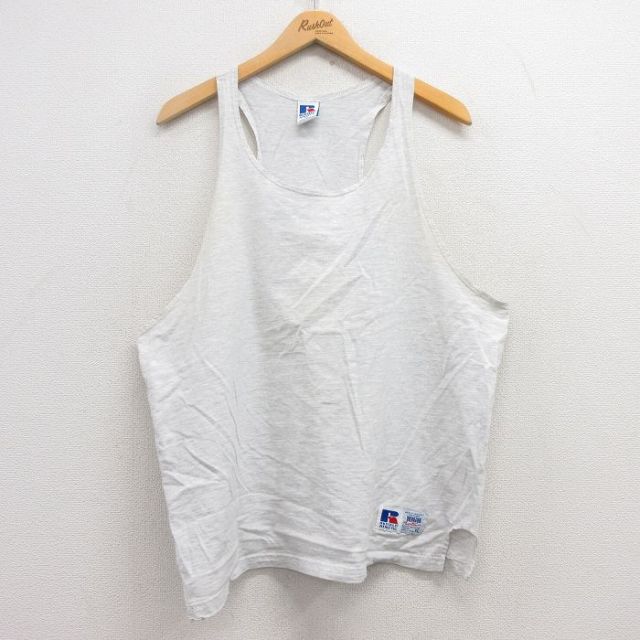 【20%OFF】L★古着 ラッセル ビンテージ タンクトップ メンズ 90年代 90s 無地 クルーネック USA製 薄グレー 霜降り 【spe】 25jul12 中古