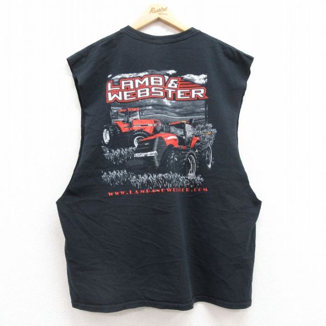 ビンテージ ノースリーブTシャツ トラクター ブラック XL | 古着