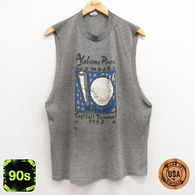 【50%OFF】ジャージーズ 90s ノースリーブTシャツ 野球 グレー L | 古着