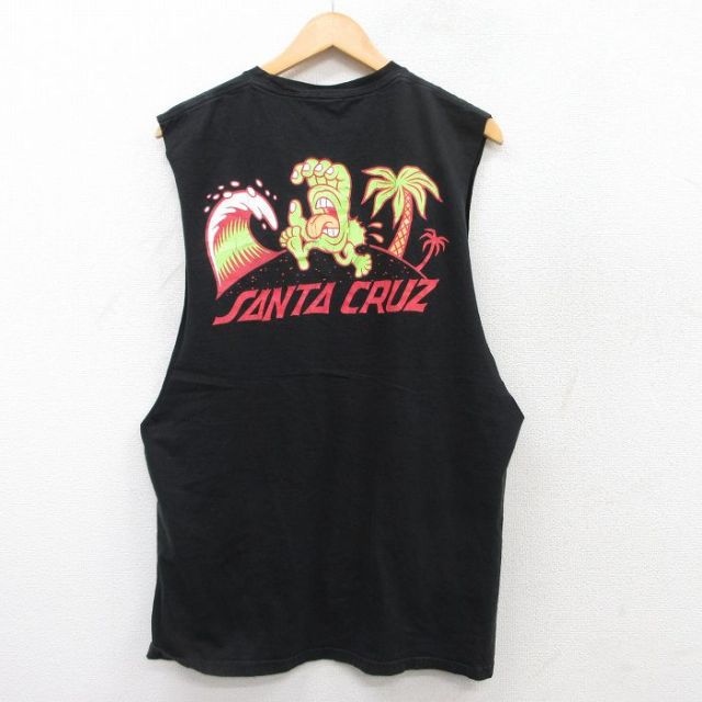 L★古着 ノースリーブ Tシャツ メンズ サンタクルーズ スクリーミングハンド クルーネック 黒 ブラック 25jul12 中古