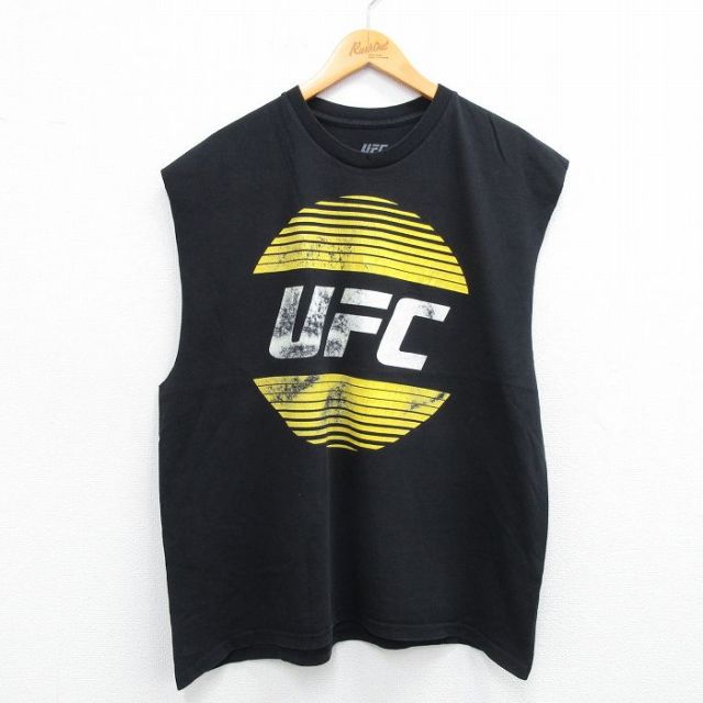XL★古着 ノースリーブ Tシャツ メンズ UFC クルーネック 黒 ブラック 25jul12 中古